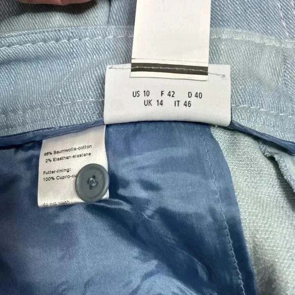 Akris Punto Denim Pants 10 Wide Leg High Rise Light Blue Color Preppy Minimalist - Picture 8 of 11